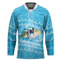Aloha Hawaii Humuhumu Reef Triggerfish Hockey Jersey Hawaiian Leis Kakau Pattern LT14 Unisex Blue - Polynesian Pride