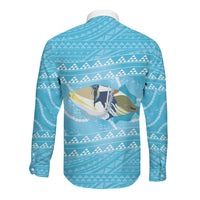 Aloha Hawaii Humuhumu Reef Triggerfish Long Sleeve Button Shirt Hawaiian Leis Kakau Pattern LT14 - Polynesian Pride