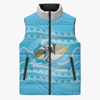 Aloha Hawaii Humuhumu Reef Triggerfish Sleeveless Puffer Jacket Hawaiian Leis Kakau Pattern LT14 Unisex Blue - Polynesian Pride