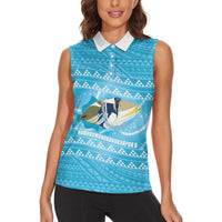 Aloha Hawaii Humuhumu Reef Triggerfish Women Sleeveless Polo Shirt Hawaiian Leis Kakau Pattern LT14 - Polynesian Pride