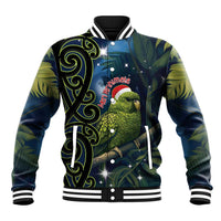 New Zealand Christmas Baseball Jacket Cute Kakapo Meri Kirihimete Maori Koru