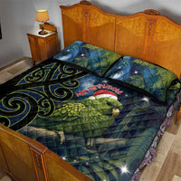 New Zealand Christmas Quilt Bed Set Cute Kakapo Meri Kirihimete Maori Koru