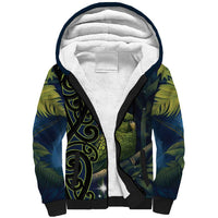 New Zealand Christmas Sherpa Hoodie Cute Kakapo Meri Kirihimete Maori Koru