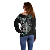 Personalised New Zealand Silver Fern Rugby Off Shoulder Sweater Paua Shell With Champions Trophy History NZ Forever LT14 - Polynesian Pride