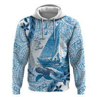 New Zealand Sailing Zip Hoodie Aotearoa Yacht Racing - Born To Sail LT14 Pullover Hoodie Blue - Polynesian Pride