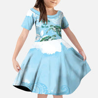 Personalised Polynesia Valentine's Day Kid Short Sleeve Dress SeaTurtle Couple Polynesian - Fairy Sparkles Color LT14 KID Blue - Polynesian Pride
