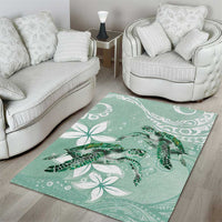 Happy Valentine's Day Polynesia Area Rug SeaTurtle Couple Polynesian - Green Lester Color