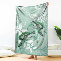 Happy Valentine's Day Polynesia Blanket SeaTurtle Couple Polynesian - Green Lester Color
