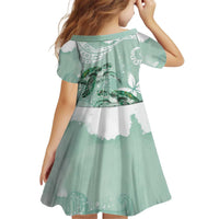 Happy Valentine's Day Polynesia Kid Short Sleeve Dress SeaTurtle Couple Polynesian - Green Lester Color LT14 - Polynesian Pride