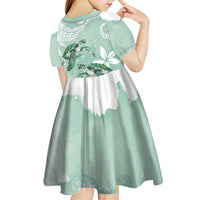Happy Valentine's Day Polynesia Kid Short Sleeve Dress SeaTurtle Couple Polynesian - Green Lester Color LT14 - Polynesian Pride