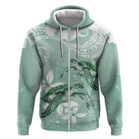Happy Valentine's Day Polynesia Zip Hoodie SeaTurtle Couple Polynesian - Green Lester Color LT14 Zip Hoodie Green - Polynesian Pride