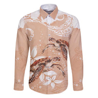 Happy Valentine's Day Polynesia Family Matching Tank Maxi Dress and Hawaiian Shirt SeaTurtle Couple Polynesian - Desert Sand Color LT14 Dad's Shirt - Long Sleeve Desert Sand - Polynesian Pride