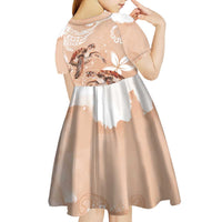 Happy Valentine's Day Polynesia Kid Short Sleeve Dress SeaTurtle Couple Polynesian - Desert Sand Color LT14 - Polynesian Pride