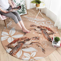 Happy Valentine's Day Polynesia Round Carpet SeaTurtle Couple Polynesian - Desert Sand Color LT14 - Polynesian Pride
