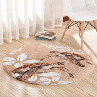 Happy Valentine's Day Polynesia Round Carpet SeaTurtle Couple Polynesian - Desert Sand Color LT14 - Polynesian Pride