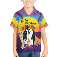 Hawaii Penguin Couple Family Matching Tank Maxi Dress and Hawaiian Shirt You Are My Valentine - Tropical Sunset Vibes LT14 Son's Shirt Purple - Polynesian Pride