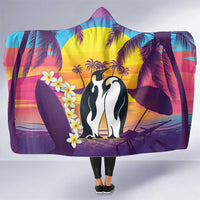 Hawaii Penguin Couple Hooded Blanket You Are My Valentine - Tropical Sunset Vibes