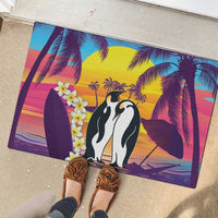 Hawaii Penguin Couple Rubber Doormat You Are My Valentine - Tropical Sunset Vibes