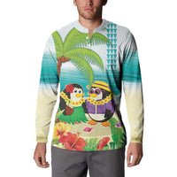 Hawaii Penguin Couple Button Sweatshirt Hawaiian Kakau - Tropical Summer Vibes