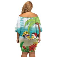 Hawaii Penguin Couple Family Matching Off Shoulder Short Dress and Hawaiian Shirt Hawaiian Kakau - Tropical Summer Vibes