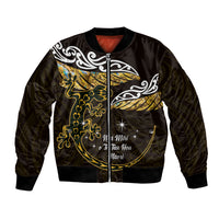 New Zealand Matariki Bomber Jacket Maori New Year Silver Fern And Lizard - Gold