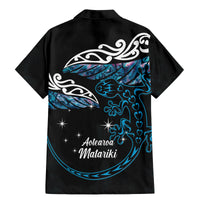 New Zealand Matariki Family Matching Mermaid Dress and Hawaiian Shirt Maori New Year Silver Fern And Lizard - Turquosie