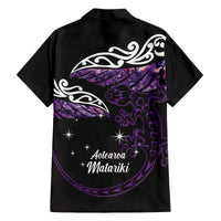 New Zealand Matariki Family Matching Long Sleeve Bodycon Dress and Hawaiian Shirt Maori New Year Silver Fern And Lizard - Purple LT14 - Polynesian Pride