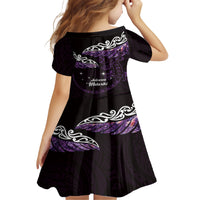 New Zealand Matariki Family Matching Short Sleeve Bodycon Dress and Hawaiian Shirt Maori New Year Silver Fern And Lizard - Purple LT14 - Polynesian Pride