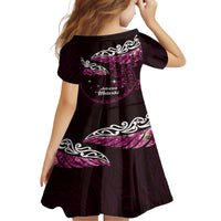New Zealand Matariki Family Matching Long Sleeve Bodycon Dress and Hawaiian Shirt Maori New Year Silver Fern And Lizard - Pink LT14 - Polynesian Pride