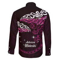New Zealand Matariki Family Matching Short Sleeve Bodycon Dress and Hawaiian Shirt Maori New Year Silver Fern And Lizard - Pink LT14 - Polynesian Pride