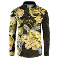 Personalised Aloha Hawaii Oahu Island Button Sweatshirt Gathering Place Sea Turtle Ilima Flowers