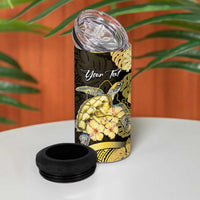 Personalised Aloha Hawaii Oahu Island 4 in 1 Can Cooler Tumbler Gathering Place Sea Turtle Ilima Flowers