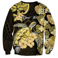 Personalised Aloha Hawaii Oahu Island Sweatshirt Gathering Place Sea Turtle Ilima Flowers