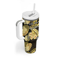 Personalised Aloha Hawaii Oahu Island Tumbler With Handle Gathering Place Sea Turtle Ilima Flowers
