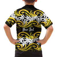 Personalised Cook Islands Aitutaki Family Matching Off The Shoulder Long Sleeve Dress and Hawaiian Shirt Tiare Maori Polynesian Waves Tattoo LT14 - Polynesian Pride