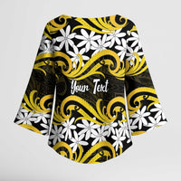 Personalised Cook Islands Aitutaki Kimono Sleeve Blouse Tiare Maori Polynesian Waves Tattoo LT14 - Polynesian Pride