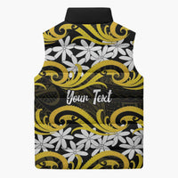 Personalised Cook Islands Aitutaki Sleeveless Puffer Jacket Tiare Maori Polynesian Waves Tattoo LT14 - Polynesian Pride