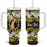 Personalised Cook Islands Aitutaki Tumbler With Handle Tiare Maori Polynesian Waves Tattoo