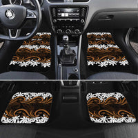 Personalised Cook Islands Rakahanga Car Mats Tiare Maori Polynesian Waves Tattoo LT14 Set 4pcs Orange - Polynesian Pride