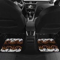 Personalised Cook Islands Rakahanga Car Mats Tiare Maori Polynesian Waves Tattoo LT14 Set 2pcs - Back Orange - Polynesian Pride