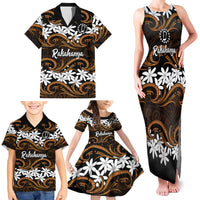 Personalised Cook Islands Rakahanga Family Matching Tank Maxi Dress and Hawaiian Shirt Tiare Maori Polynesian Waves Tattoo