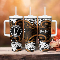 Personalised Cook Islands Rakahanga Tumbler With Handle Tiare Maori Polynesian Waves Tattoo LT14 - Polynesian Pride