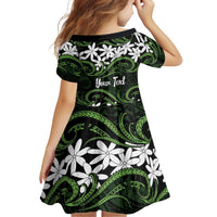 Personalised Cook Islands Palmerston Family Matching Short Sleeve Bodycon Dress and Hawaiian Shirt Tiare Maori Polynesian Waves Tattoo