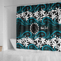 Personalised Cook Islands Penrhyn Atoll Shower Curtain Tiare Maori Polynesian Waves Tattoo LT14 - Polynesian Pride