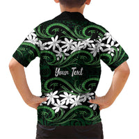 Personalised Cook Islands Mitiaro Family Matching Puletasi and Hawaiian Shirt Tiare Maori Polynesian Waves Tattoo