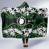 Personalised Cook Islands Mitiaro Hooded Blanket Tiare Maori Polynesian Waves Tattoo LT14 One Size Green - Polynesian Pride