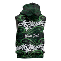Personalised Cook Islands Mitiaro Sleeveless Zip Hoodie Tiare Maori Polynesian Waves Tattoo LT14 - Polynesian Pride