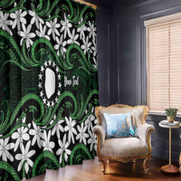 Personalised Cook Islands Mitiaro Window Curtain Tiare Maori Polynesian Waves Tattoo LT14 - Polynesian Pride