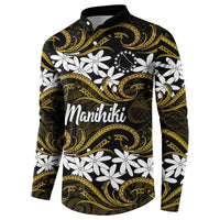 Personalised Cook Islands Manihiki Button Sweatshirt Tiare Maori Polynesian Waves Tattoo