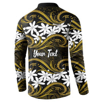 Personalised Cook Islands Manihiki Button Sweatshirt Tiare Maori Polynesian Waves Tattoo